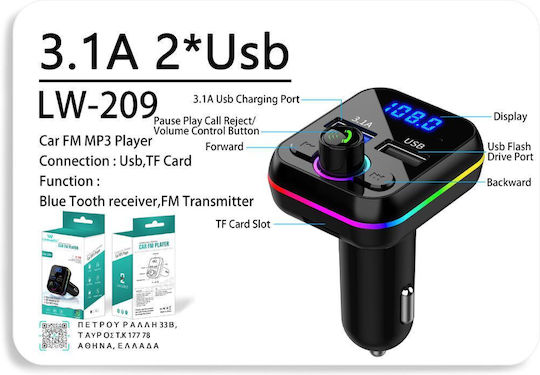 Leewello FM Transmitter Autovehicul cu Bluetooth / USB