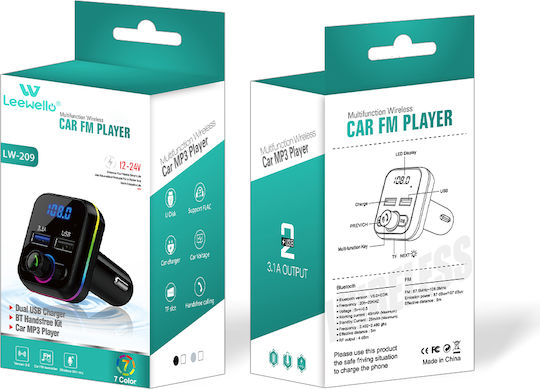 Leewello FM Transmitter Autovehicul cu Bluetooth / USB