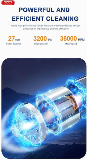 XO Car Handheld Vacuum Dry Vacuuming Rechargeable 12V White