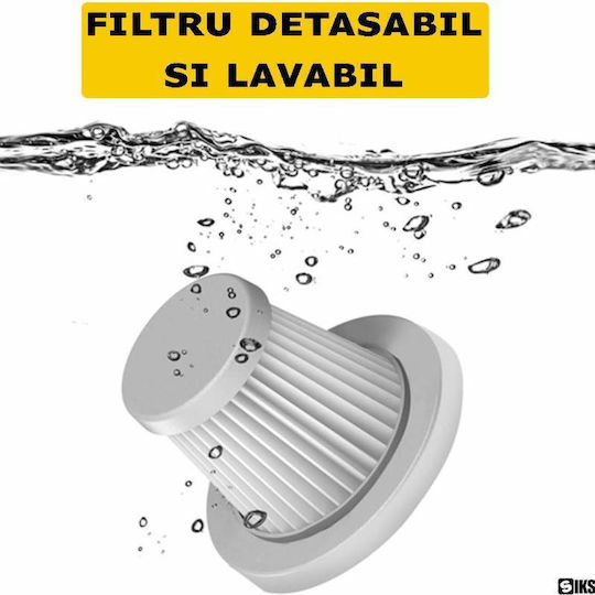 Aspirator de mână fără fir Siks portabil reîncărcabil 80w ideal pentru acasă mașină birou baterie 2000mah încărcare rapidă USB tip-C filtru HEPA accesorii multifuncționale curățare rapidă și eficientă alb negru