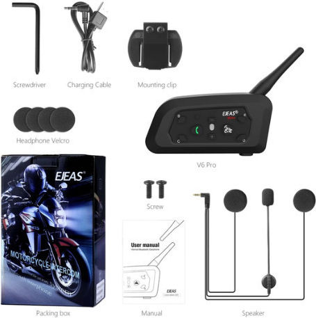 EJEAS V6 Pro Ενδοεπικοινωνία Μονή για Κράνος Μηχανής με Bluetooth