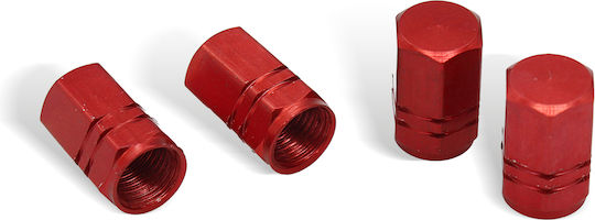 Car Tire Valve Caps Red 4pcs