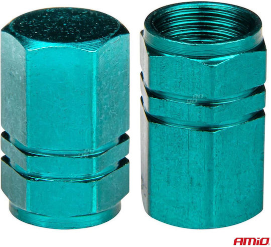 AMiO Car Tire Valve Caps Green 4pcs