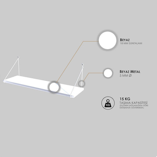 Ράφι Τοίχου Armoni 20x72 Cm Λευκό