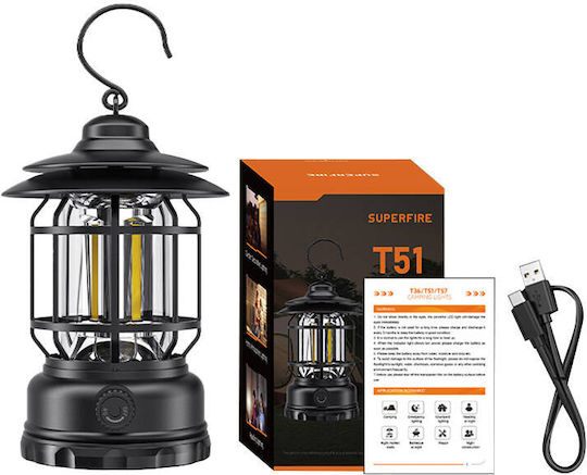 Superfire T39 Led Batterie Laterne für Camping mit Taschenlampe 195lm 12W