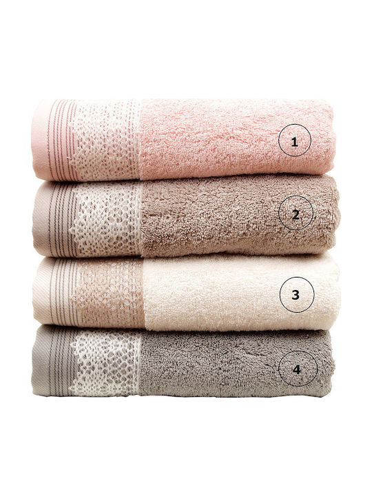 Anna Riska Σετ Πετσέτες Μπάνιου 3τμχ Karla 2 Beige Βάρους 600gr/m²