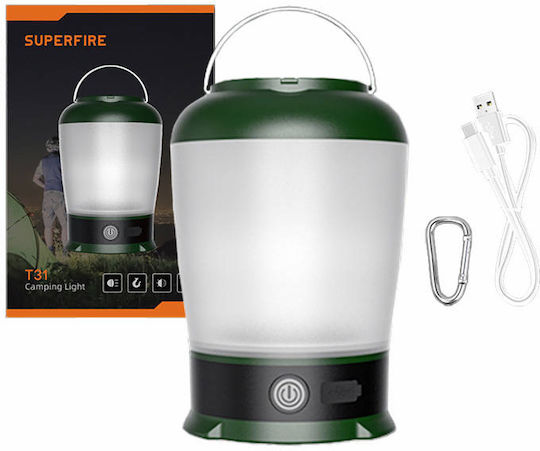 Superfire Φανάρι Led Επαναφορτιζόμενο για Camping με Φακό & Powerbank 320lm 9W