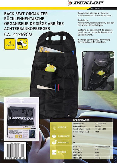 Dunlop Car Back Seat Organizer Μαύρο