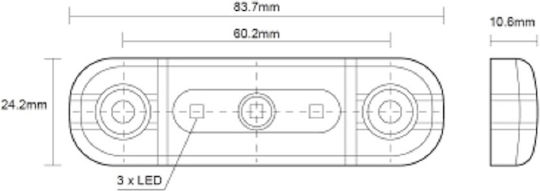 LED Volume Light 3 LED 12V 24V IP68 White 84mm 24mm X 10mm Mark