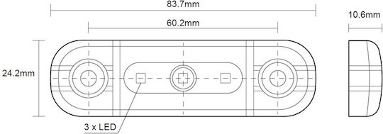 LED Volume 3 LED 12V 24V IP68 Orange 84mm 24mm x 10mm Mark