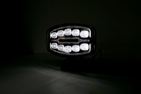 Led Spotlight 10-30 Volt 55w Built-In Strobe Road Assistance White White White Orange Ip68 E4 245mm X 167mm X 90mm