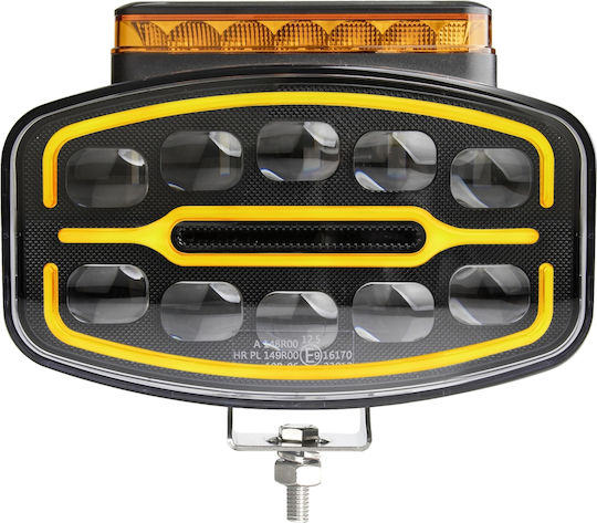 Led Spotlight 10-30 Volt 55w Built-In Strobe Road Assistance White White White Orange Ip68 E4 245mm X 167mm X 90mm