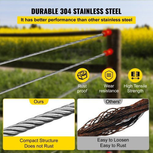 1/4" 304 Stainless Steel Wire Rope Cable 200ft 7x19 Tighter Core Cable