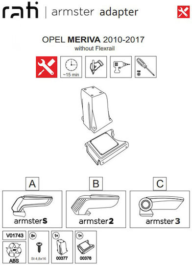 Βάση Τεμπέλη Ειδική Opel Meriva 2010-2017 Without Flex Rail Armster Rati 1 Τεμάχιο