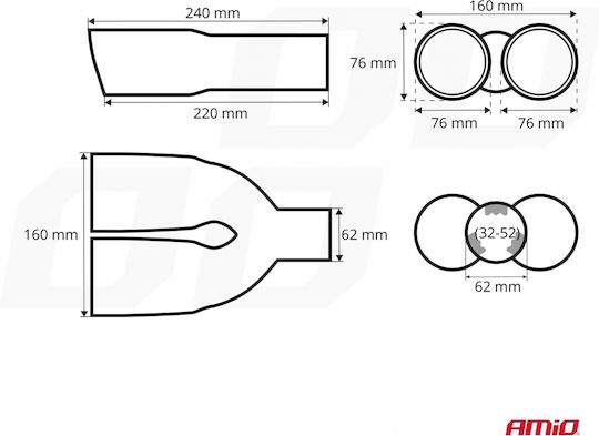 Amio Stainless Steel Exhaust Tip Mt 022 Chrome Amio-02646