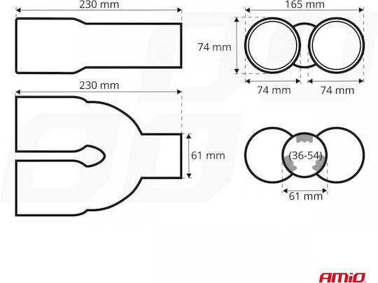 AMiO Μπούκα Εξάτμισης ΜΤ010 Universal 36-54mm