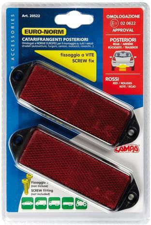 Lampa Truck Reflector Reflective Euro-Norm Red 90x35mm 2 pieces L2054.0