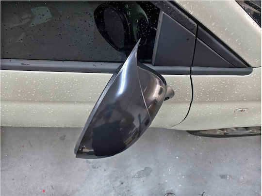 Set 2 Capace Oglindă Stil Batman Fiat 500 500x Punto Linea Culoare Negru Pian Negru Lucios Instalare Ușoară Rezistent la UV Material Premium