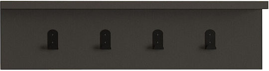 Asir Group Wooden Wall Hanger 4 Hooks Brown 14x60cm