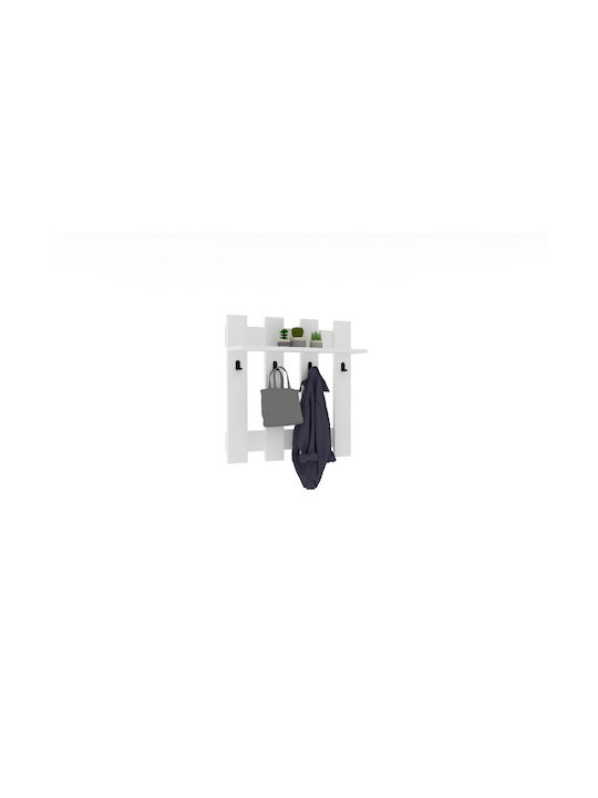 Asir Group Wall Hanger Wooden 4 Hooks White 70x18x70cm