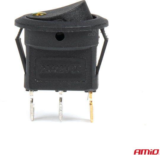 Comutator Rotund 12V Pornit/Oprit 3 Pini LED Galben Amio 1 Bucată