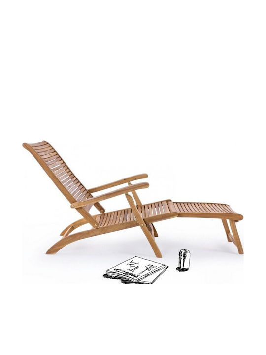 Deckchair Wooden Noemi Brown 163x58x89.5cm.