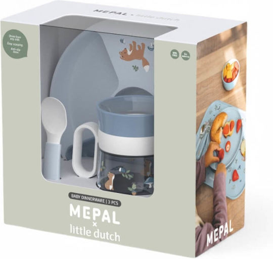 Little Dutch Feeding Set Little Farm made of Silicone Green 3pcs