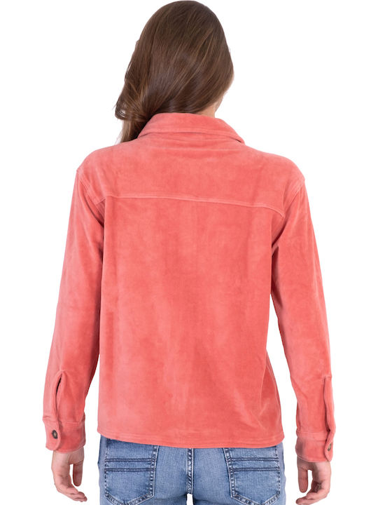 Long Sleeve Women's Corduroy Shirt Faded Pink