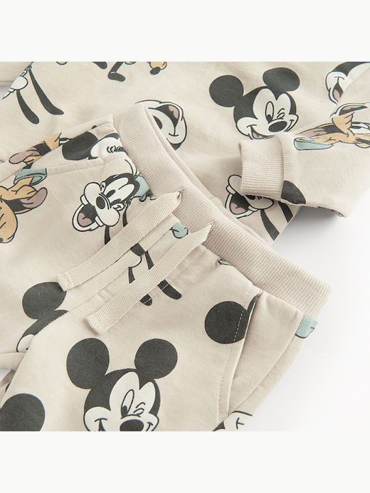 Kinder Sweatpants Set - Jogginganzug Beige 2Stück Mickey Mouse