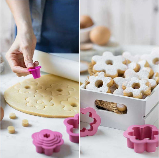 Decora Plastic Flower-Shaped Cookie Cutter 6pcs