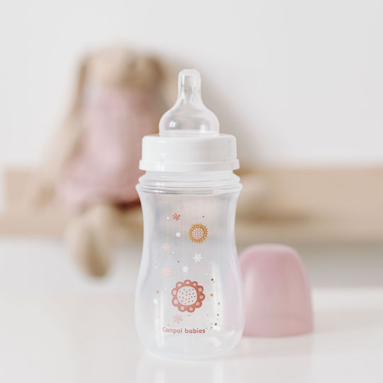 Canpol Babies Plastic Baby Bottle Anti-colic with Silicone Teat for 3+ Months Pink 240ml