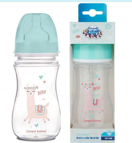 Canpol Babies Plastic Baby Bottle Anti-colic with Silicone Teat for 3+ Months Green 240ml