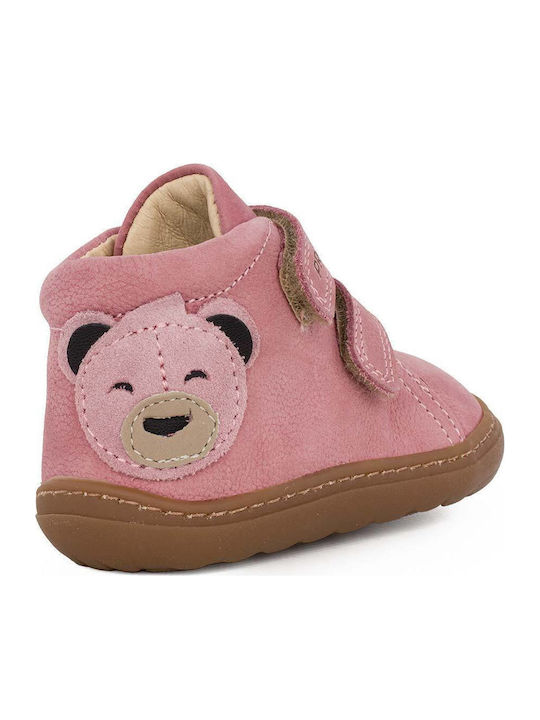 Anatomic Leather Kids Boots Barefoot with Hoop & Loop Closure Pink