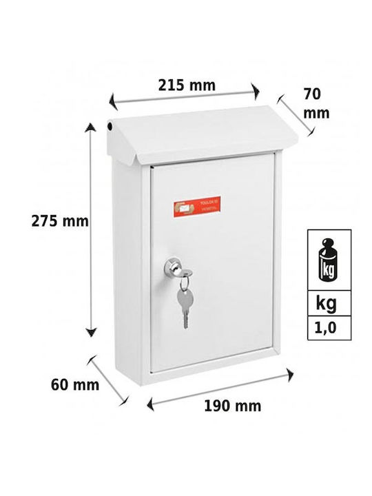 Viometal LTD Toulon 95 Γραμματοκιβώτιο Εξωτερικού Χώρου Μεταλλικό 21x7x27cm