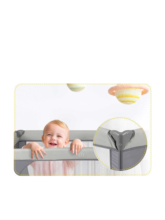 Ricokids RK-240 Παρκοκρέβατο με Στρώμα Γκρι 125x65cm