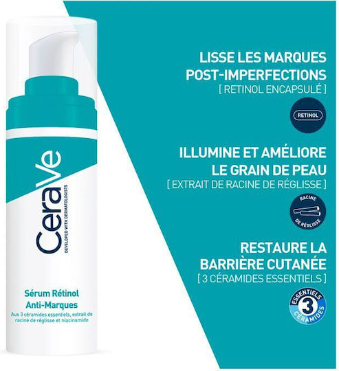 CeraVe Resurfacing Retinol Αντιγηραντικό Serum Προσώπου με Ρετινόλη & Νιασιναμίδη για Λεύκανση & Ακμή 30ml
