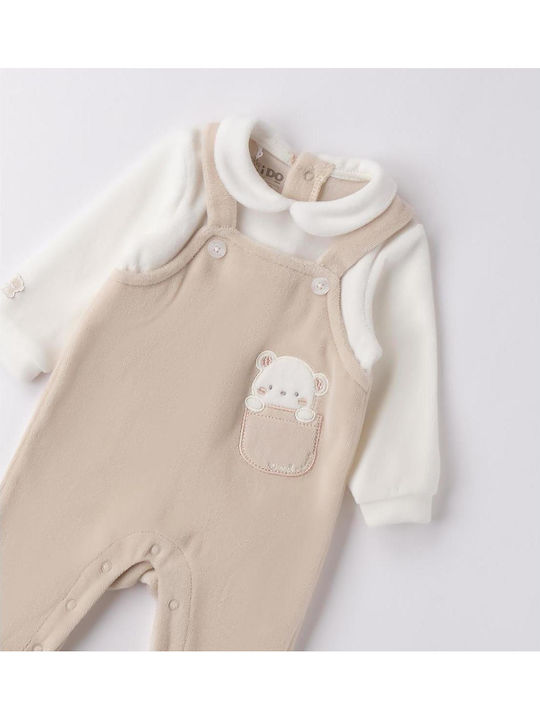 iDO Babystrampler Langärmliges Samt Beige