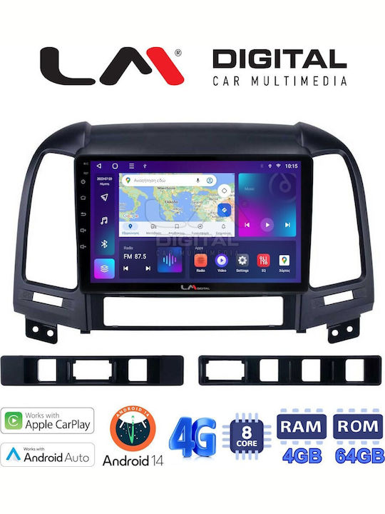 LM Digital Ηχοσύστημα Αυτοκινήτου για Hyundai Santa Fe 2006-2013 (Bluetooth/USB/WiFi/GPS/Apple-Carplay/Android-Auto) με Οθόνη Αφής 9"