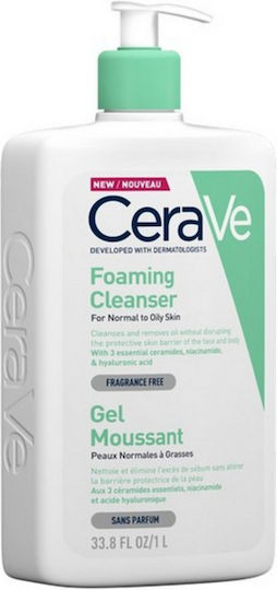 CeraVe Foaming Gel Normal To Oily Shower Gel with Ceramides for Nourishing 1000ml