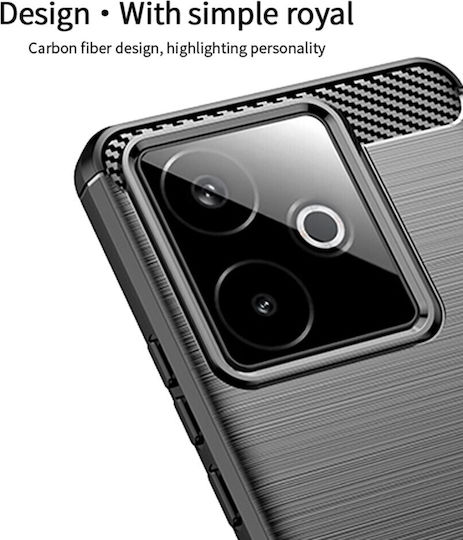 Mofi Brushed Carbon Задна корица Силикон Черен (Realme GT 7)