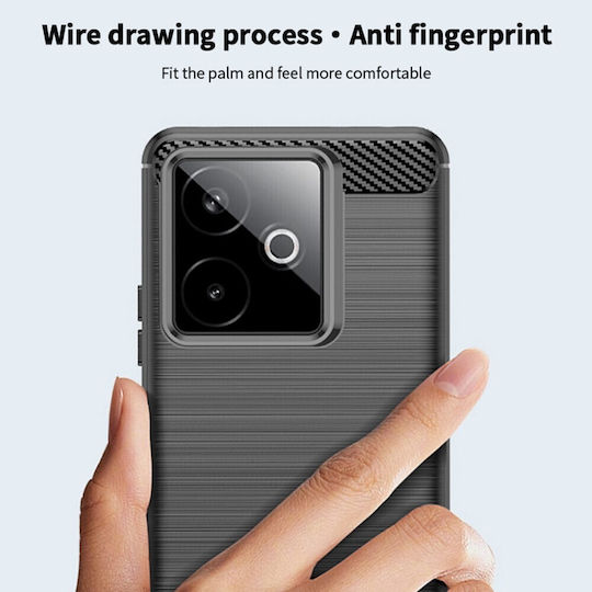 Mofi Brushed Carbon Umschlag Rückseite Silikon Rot (Realme GT 7)