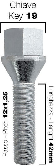 Conical Lug Nuts 12x1.25 42mm 19 Simoni Racing 10 Pieces