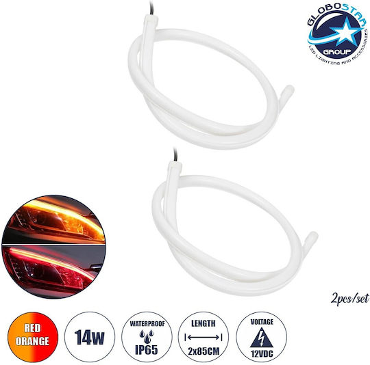 GloboStar Decorative LED Car Headlight Strip Red Color