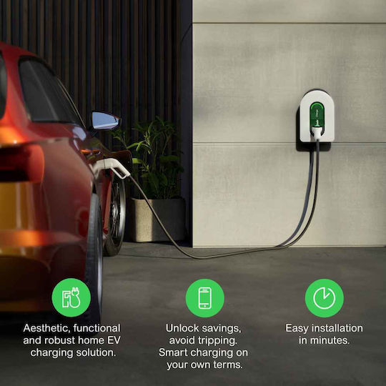Schneider Electric Επιτοίχιος Τριφασικός Σταθμός Φόρτισης 7.4kW με Ενσωματωμένο Καλώδιο Type 2 (EVH5A07N2C7)