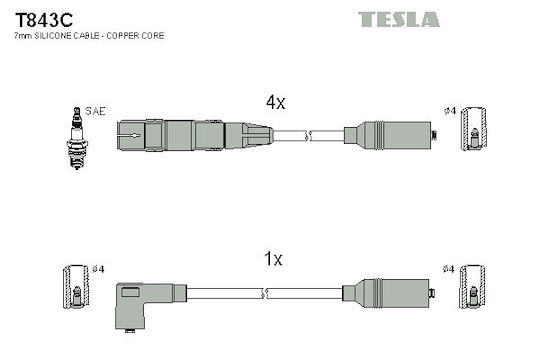 Set of Spark Plugs for Seat Cordoba 1.6 96->99 Ibiza 1.6 97->99-tol T843c-356
