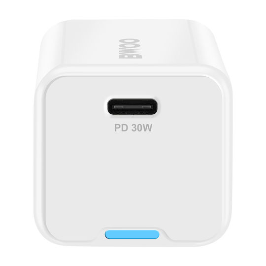 BWOO Φορτιστής Χωρίς Καλώδιο GaN με Θύρα USB-C 30W Power Delivery Λευκός (GaN)