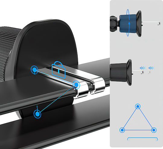 Wozinsky Car Mobile Mount with Adjustable Hooks and Wireless Charging Black