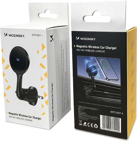 Wozinsky Car Mobile Mount with Magnet and Wireless Charging MagSafe Black