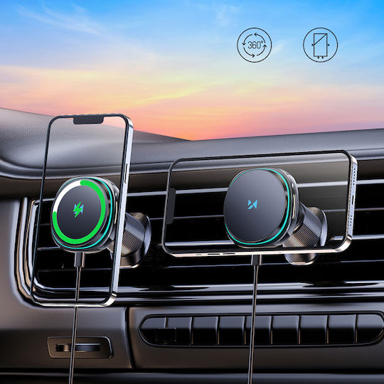 Wozinsky Car Mobile Mount with Adjustable Hooks and Wireless Charging Black