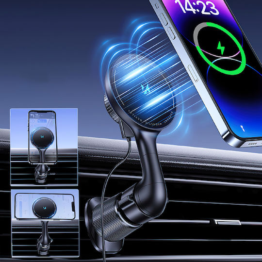 Wozinsky Car Mobile Mount with Magnet and Wireless Charging MagSafe Black